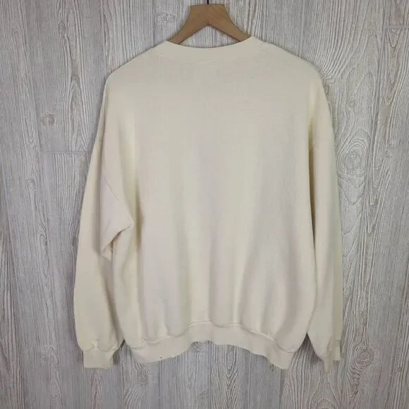 Vintage 90s Lee Men’s XL Scallop Cove Cream Pullover Crewneck Sweater - Picture 3 of 9